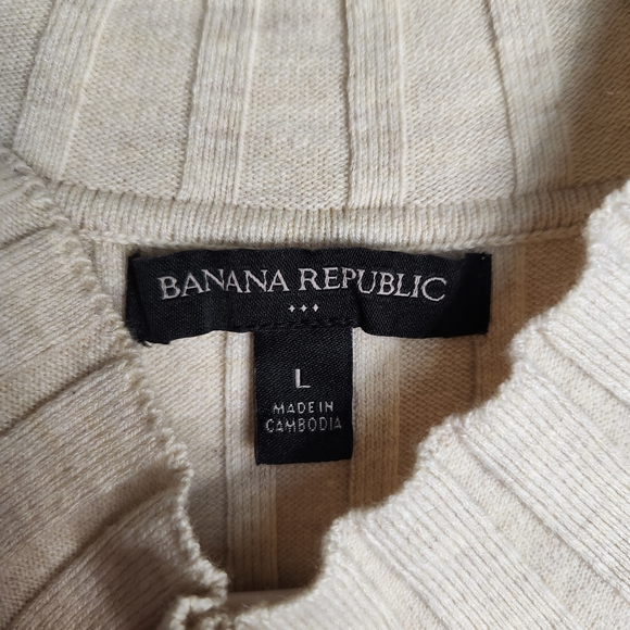 Banana Republic Ribbed Knit Midi Dress Sleeveless Mock Neck Neutral Capsule L - Picture 4 of 5